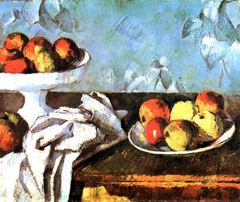 保羅 塞尚 Still life with apples and fruit bowl